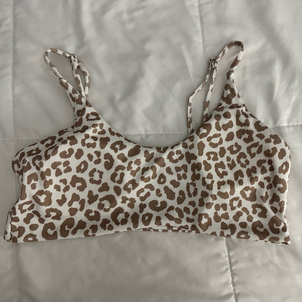 Pink Lily White and Tan Leopard Print Swim Top